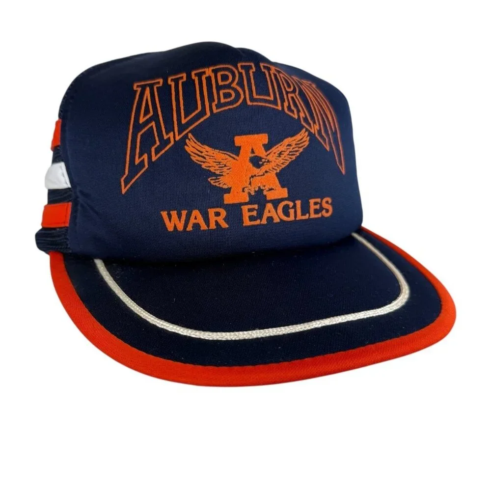 Vintage Auburn Tigers War Eagles Snapback Hat‎ Cap Navy Mesh Trucker 3 Stripes